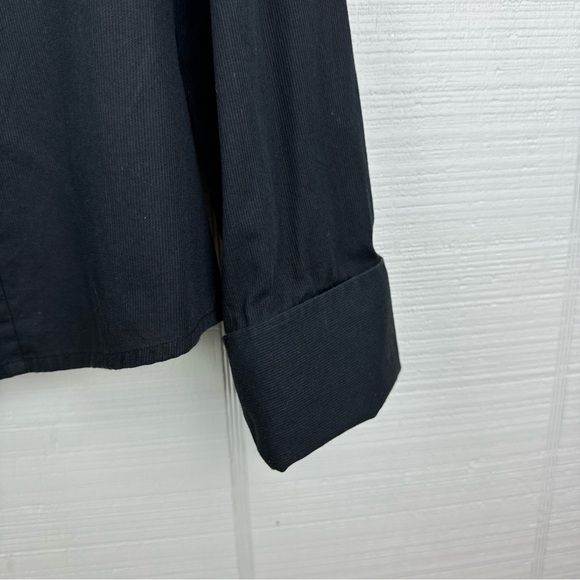 Anne Klein Black Cotton Long Sleeve Button Up V-neck Top Blouse 10 - Picture 3 of 7